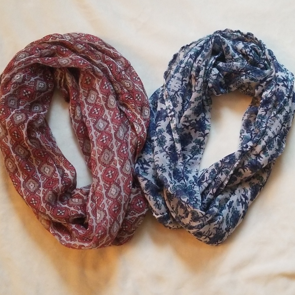 Two boho infinity scarves